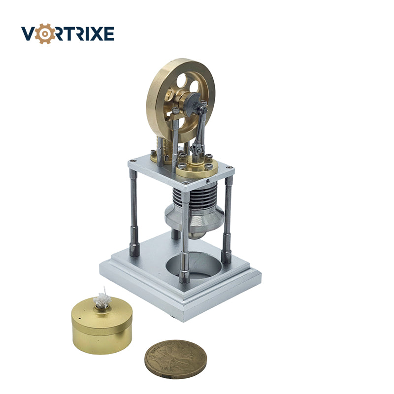VORTRIXE & OKMO J06B Mini Hot Vertical Stirling Brass Pulley Engine Model
