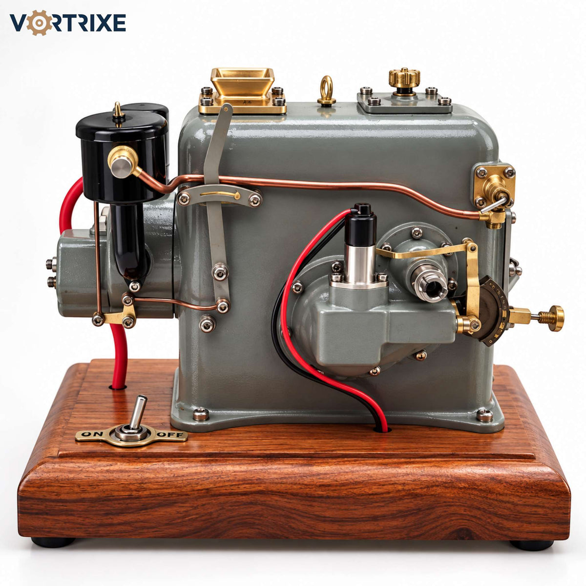 VORTRIXE & OKMO 3.6cc Brass Model 1115 Miniature Water-Cooled 4-Stroke Gasoline Engine with Adjustable Timing Pre-Order