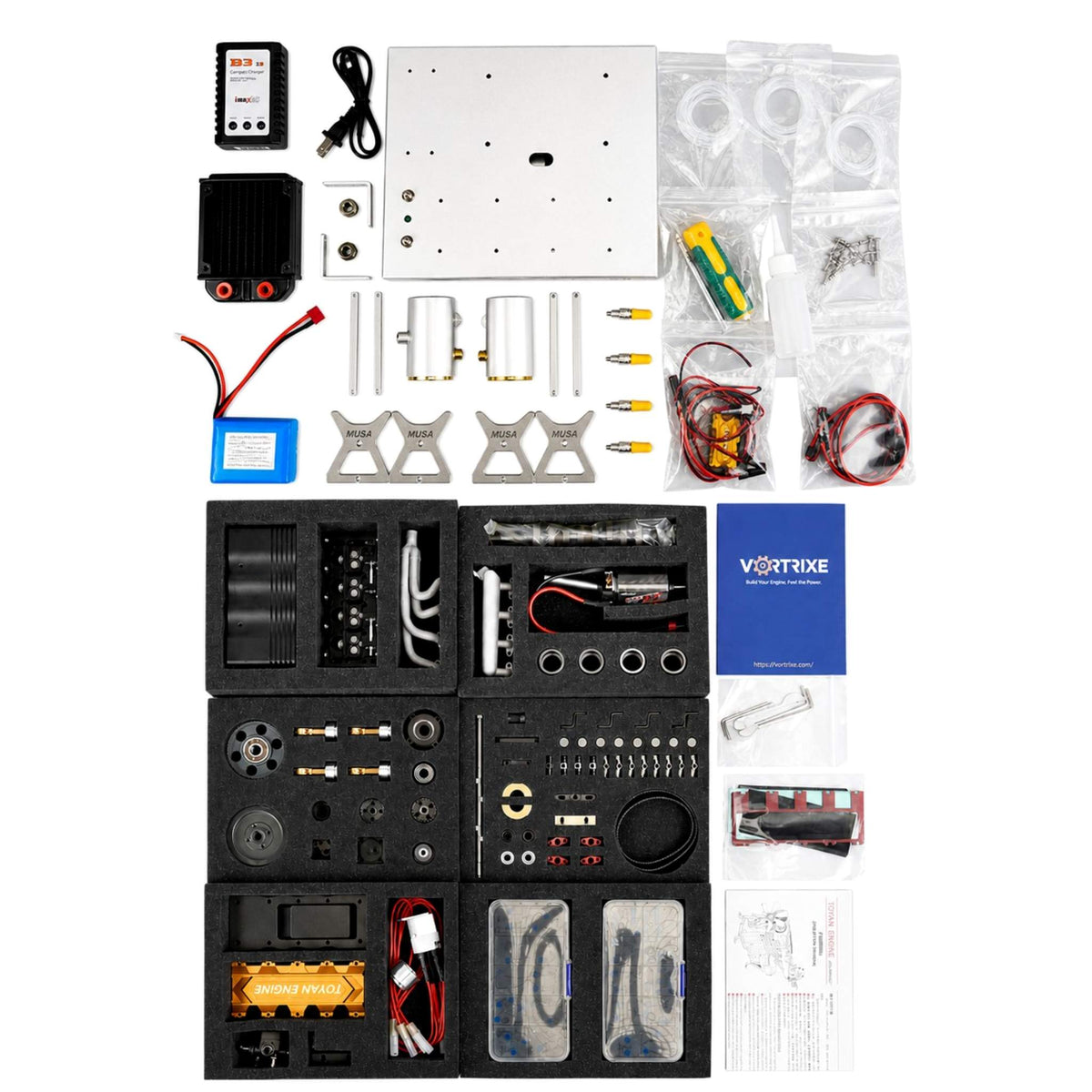 VORTRIXE & TOYAN FS-L400BGC 14CC Inline 4 Cylinder 4 Stroke OHC L4 Water-cooled Gasoline Engine Model Kit