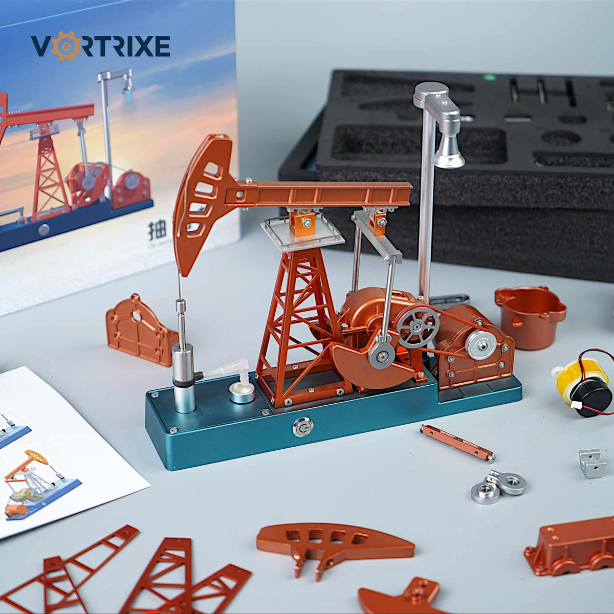 VORTRIXE & TECHING 219-teiliger Ölfeld-Arbeitsgeräte-Ölpumpenheber-Modellbausatz 