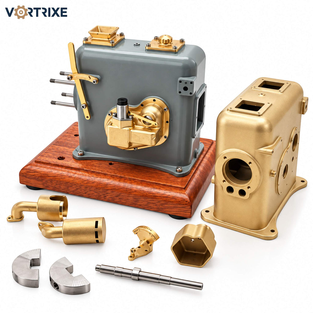 VORTRIXE & OKMO 3.6cc Brass Model 1115 Miniature Water-Cooled 4-Stroke Gasoline Engine with Adjustable Timing Pre-Order