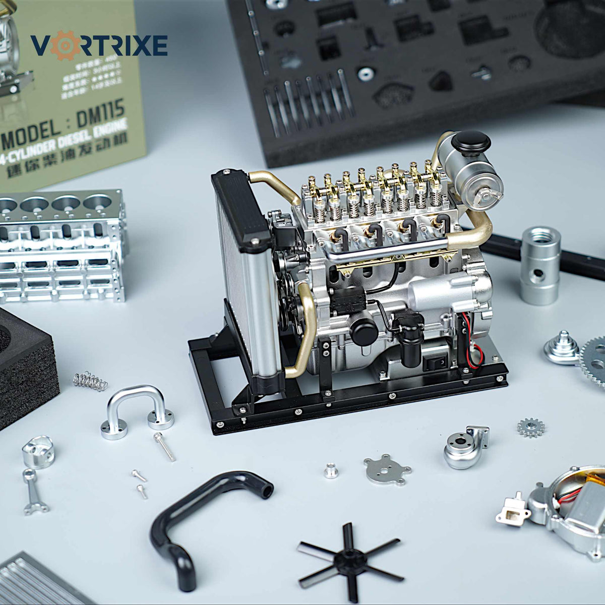 VORTRIXE & TECHING 300+PCS L4-Dieselmotor-Modellbausatz