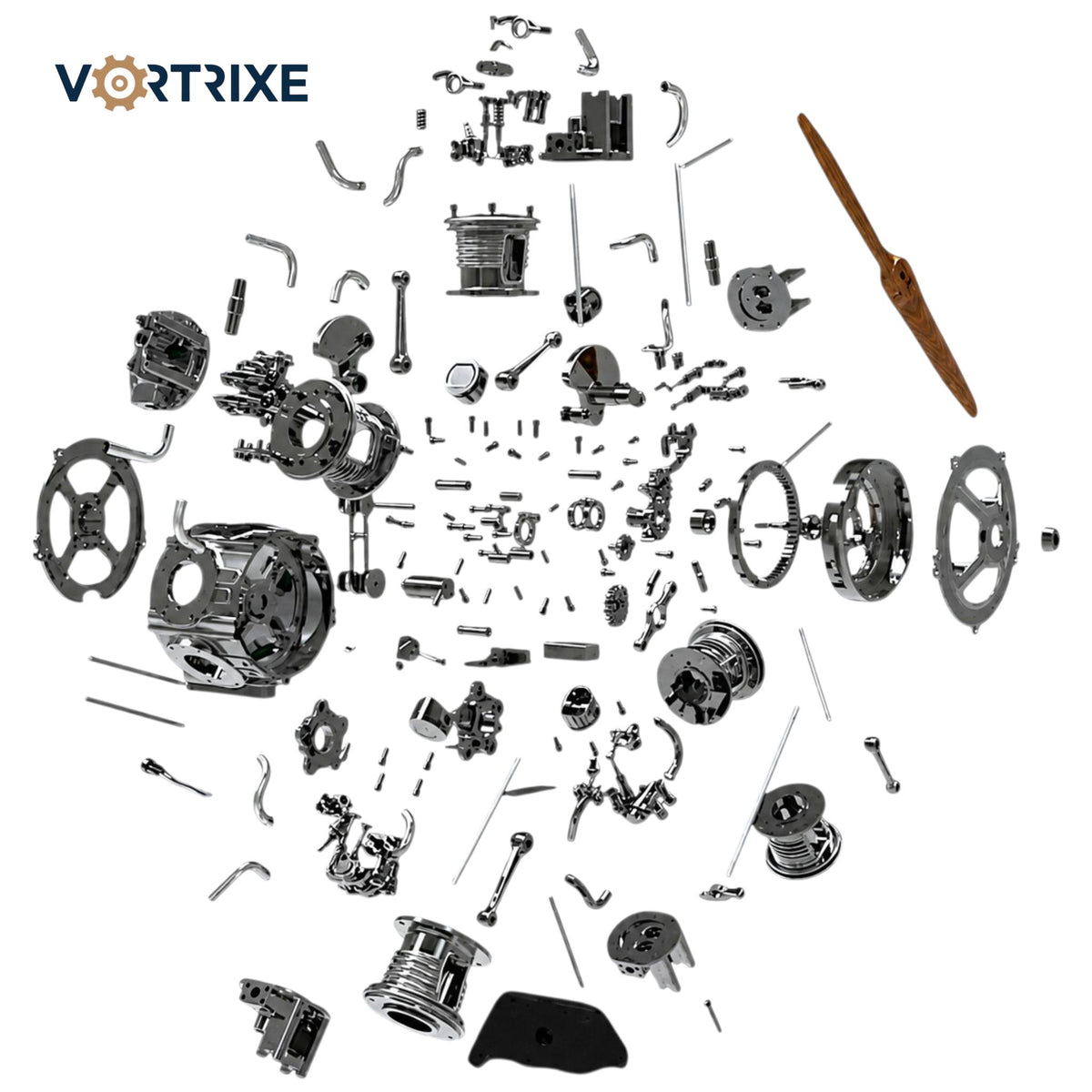VORTRIXE & TECHING 250+Pcs 5 Cylinder Radial Engine Model Kit