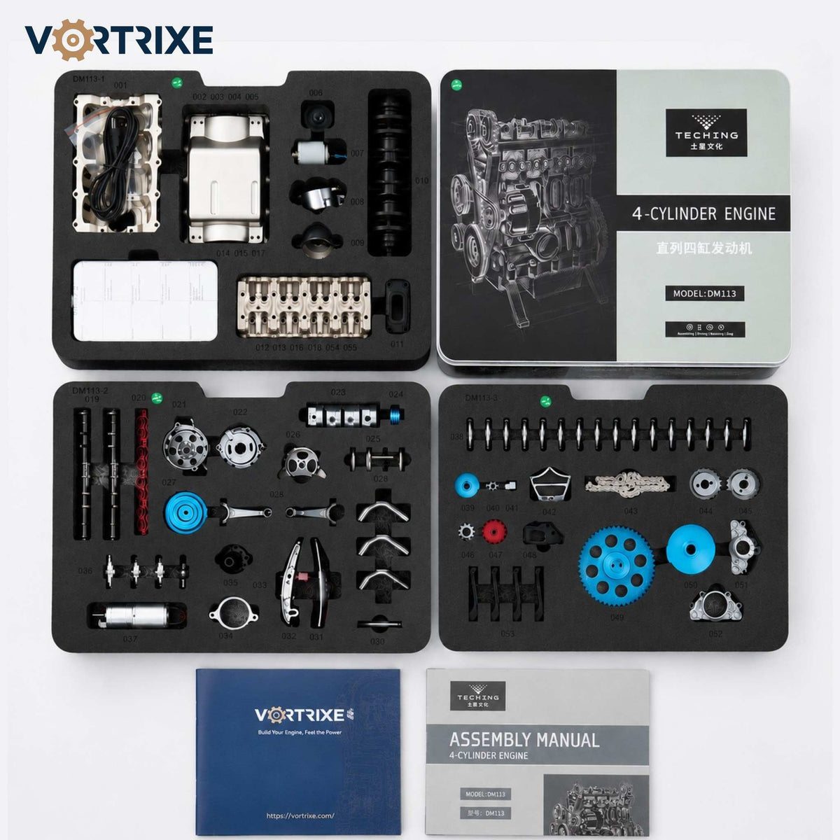 VORTRIXE & TECHING Full Metal Assembling L4 Car Engine Model Kits