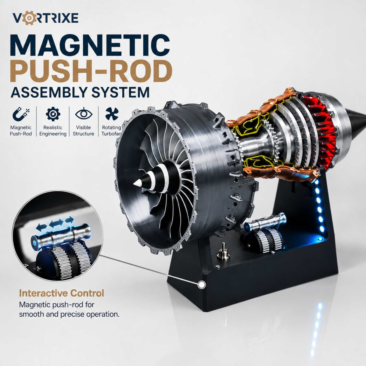 VORTRIXE TR900 Turbofan Engine Model with Magnetic Push-Rod Assembly