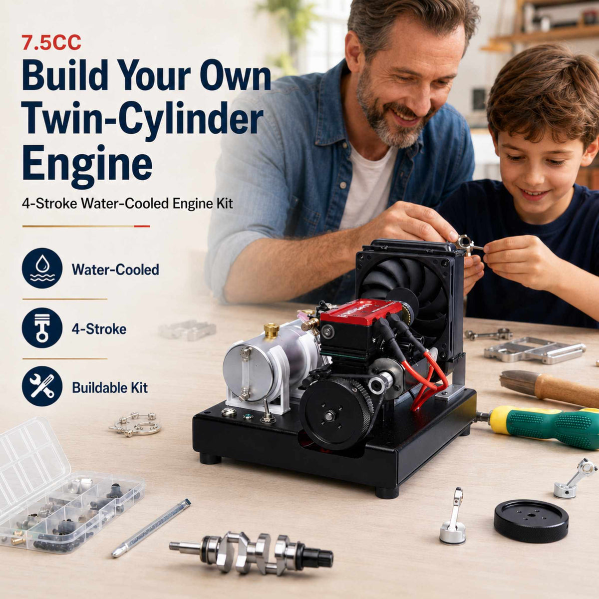 VORTRIXE & VAMRION F2 Gasoline Engine Upgrade Water-Cooled 2 Cylinder 4 Stroke Engine Model Kit Pre-order