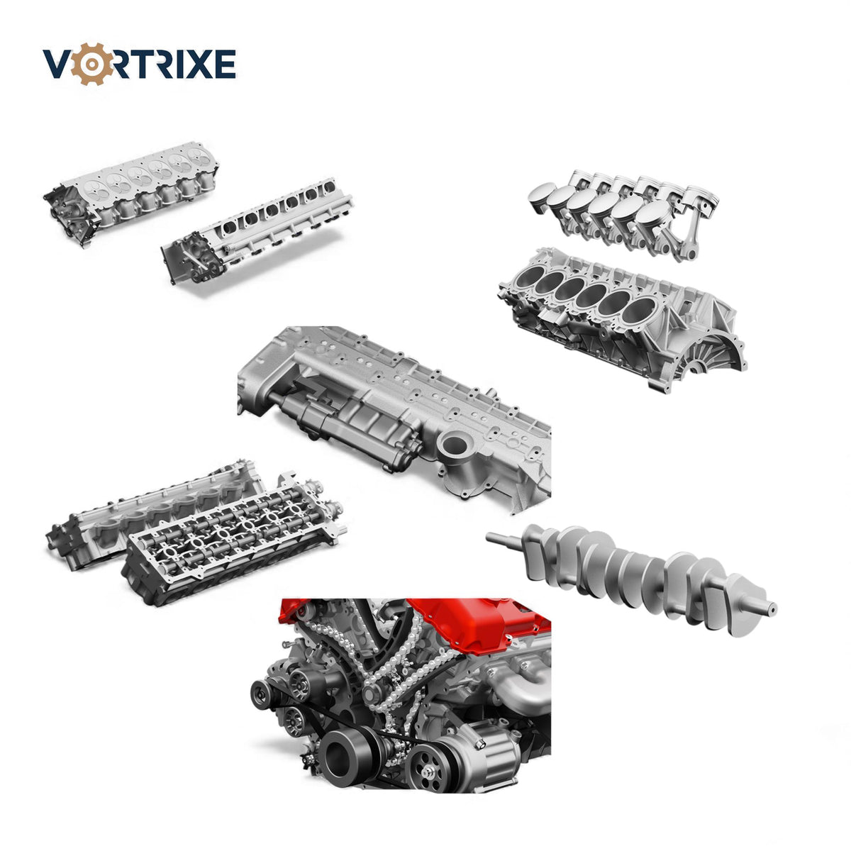 VORTRIXE & TECHING 800+PCS 1/4 Metal V12 Engine Model Kit with Electric Drive
