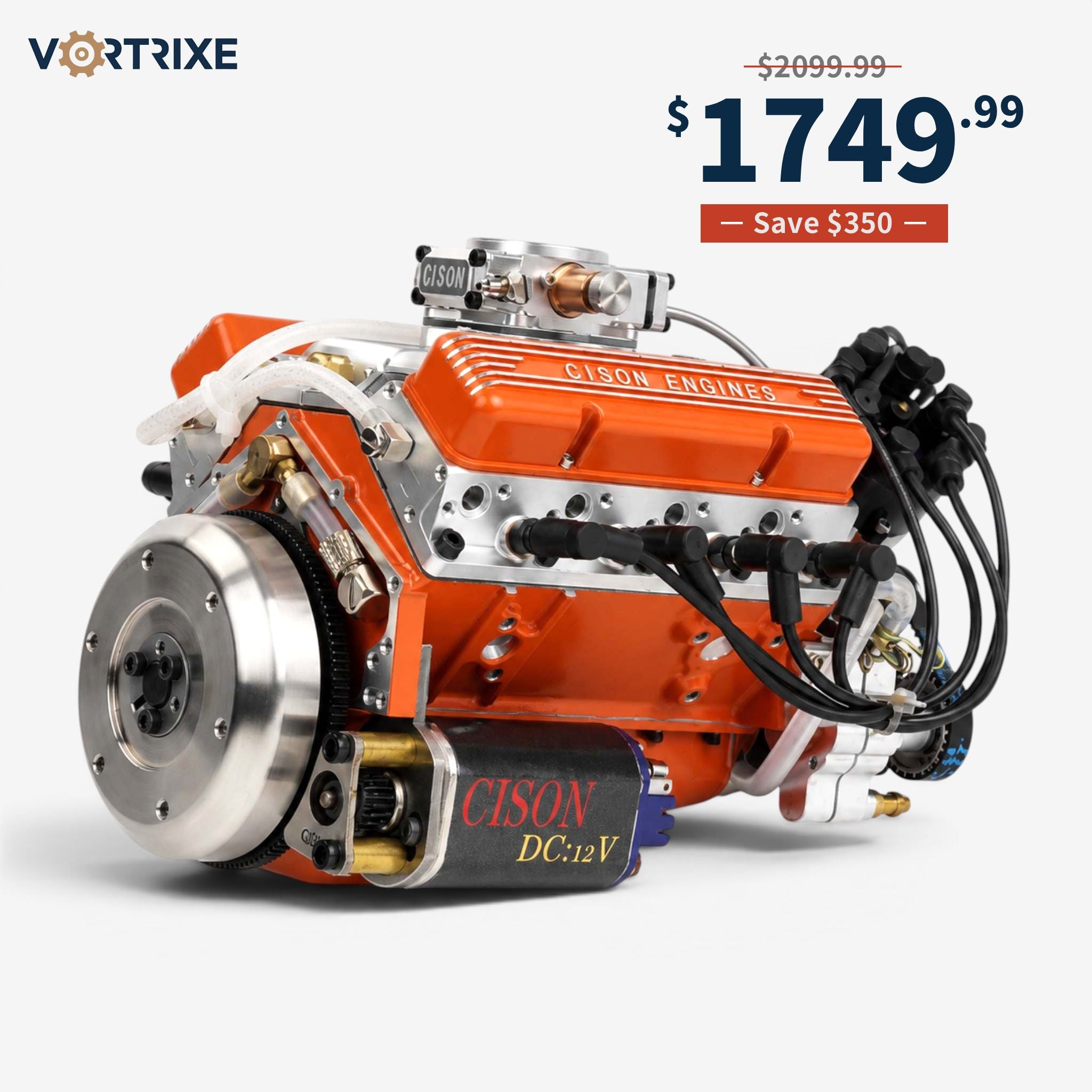 VORTRIXE & CISON 1/6 4-Stroke 44cc Water-Cooled Gasoline OHV V8