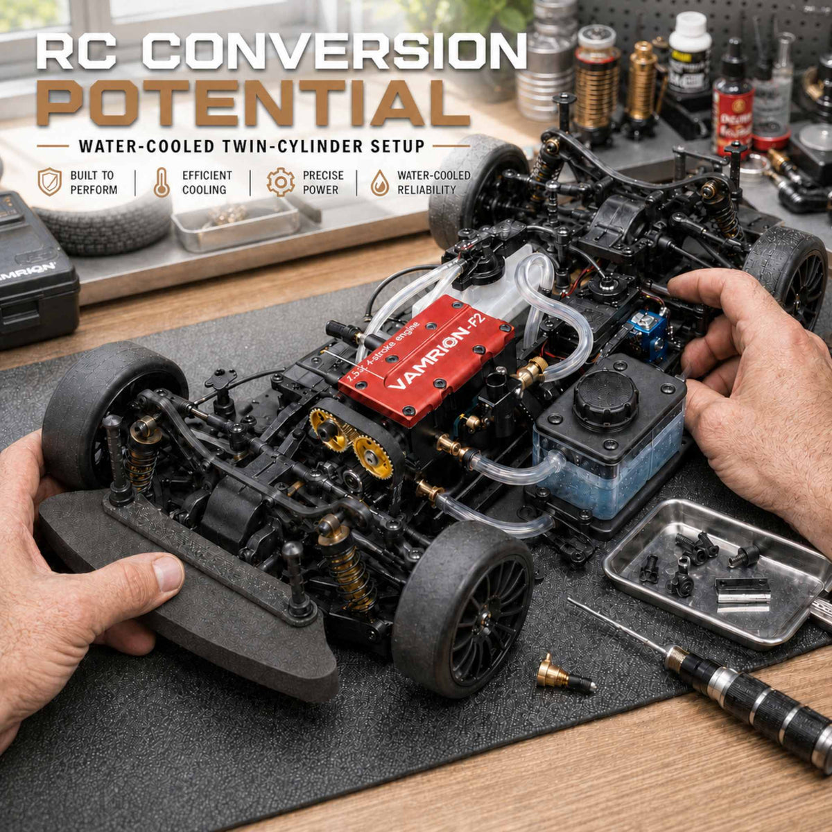VORTRIXE & VAMRION F2 Gasoline Engine Upgrade Water-Cooled 2 Cylinder 4 Stroke Engine Model Kit Pre-order