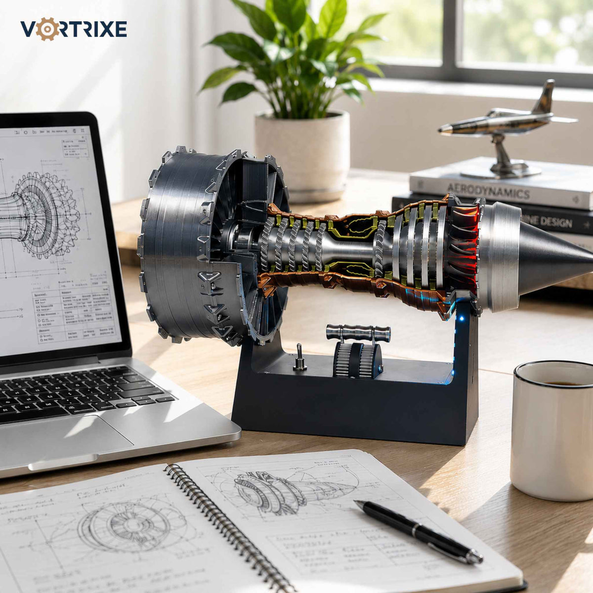 VORTRIXE TR900 Turbofan Engine Model with Magnetic Push-Rod Assembly