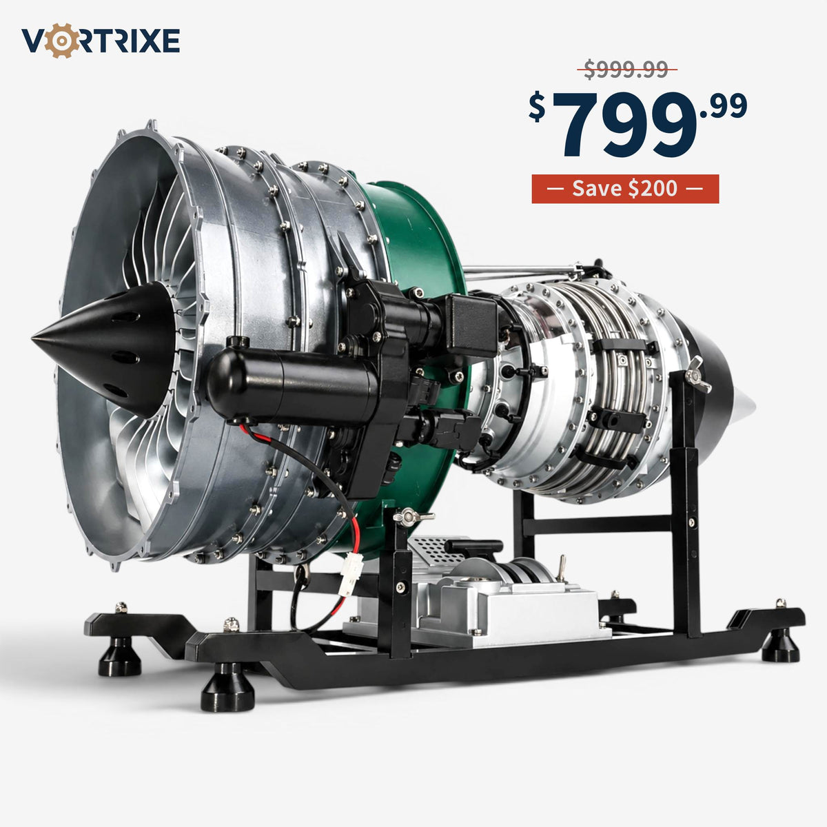 VORTRIXE & TECHING 1000+Pcs DIY Twin-spool Aircraft Turbofan Engine Kits
