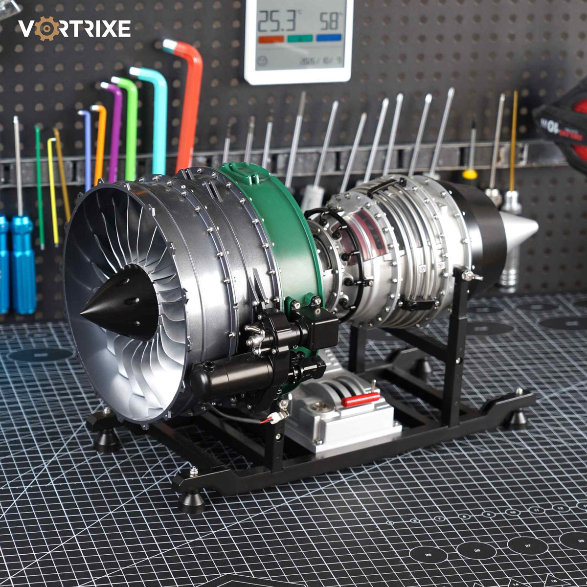 VORTRIXE & TECHING Kit DIY de Moteur Turbofan d'Avion à Double Rotor de Table 1000+ Pièces
