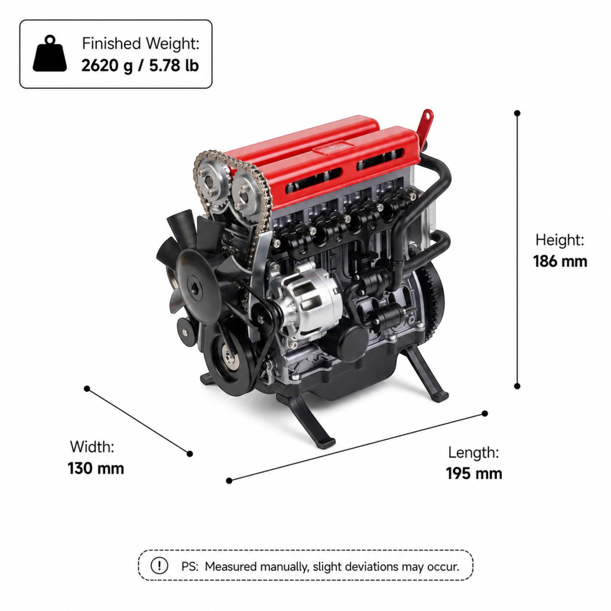 VORTRIXE & TECHING 357+ Pièces Kit de Modèle de Moteur de Voiture L4 Entièrement Métallique