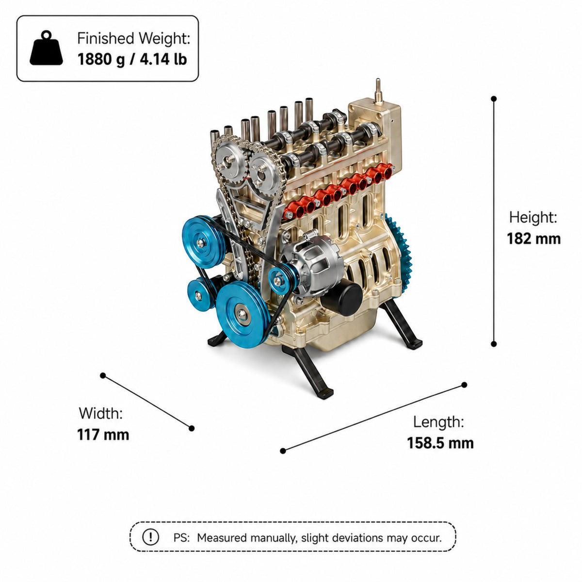 Kits de modèle de moteur de voiture L4 en métal complet à assembler VORTRIXE & TECHING