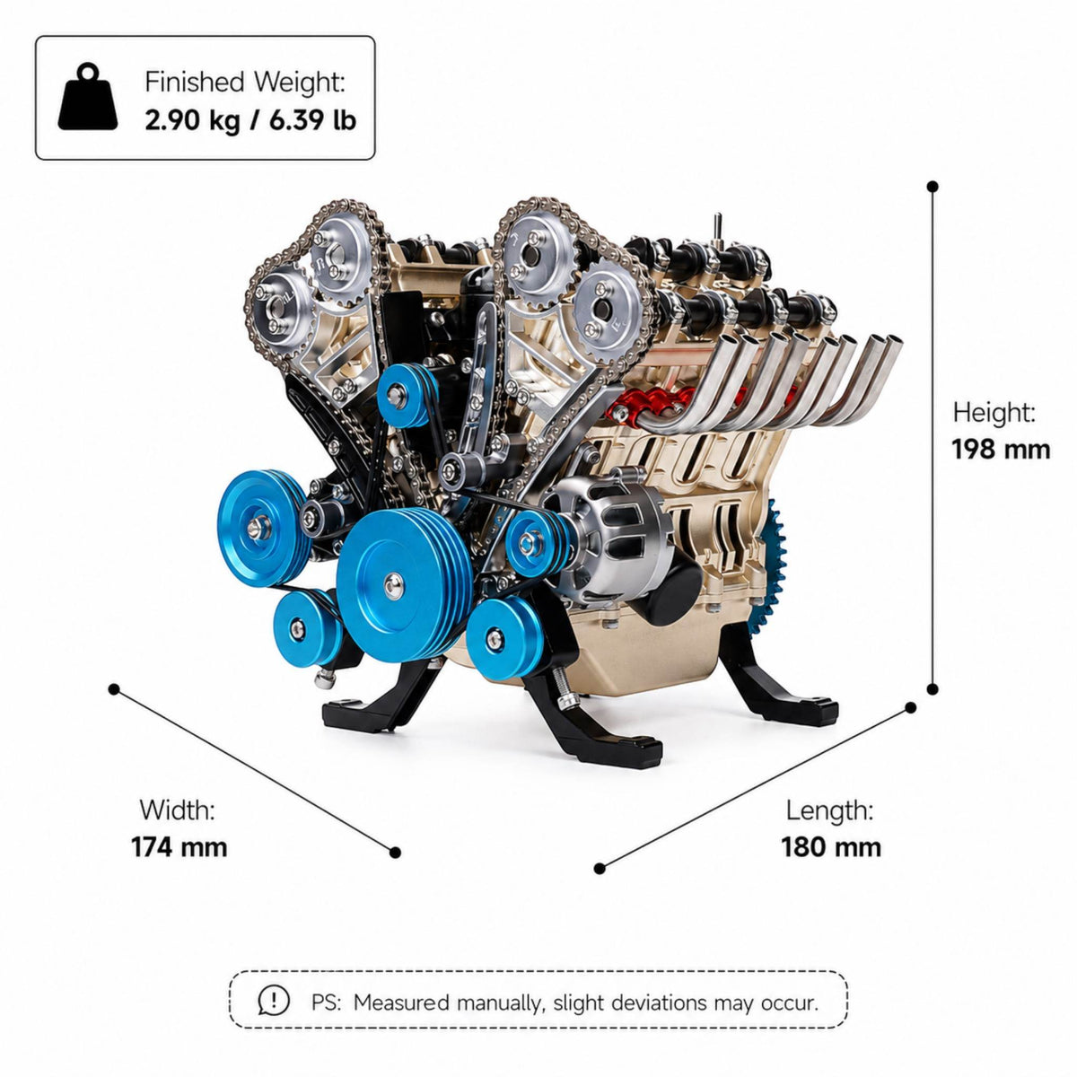 Kit de maquette à monter soi-même un moteur V8 en métal (plus de 500 pièces) VOTRIXE & TECHING