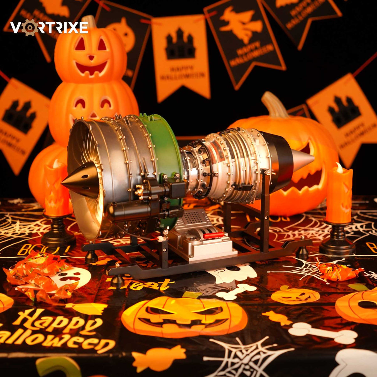 VORTRIXE & TECHING Kit DIY de Moteur Turbofan d'Avion à Double Rotor de Table 1000+ Pièces