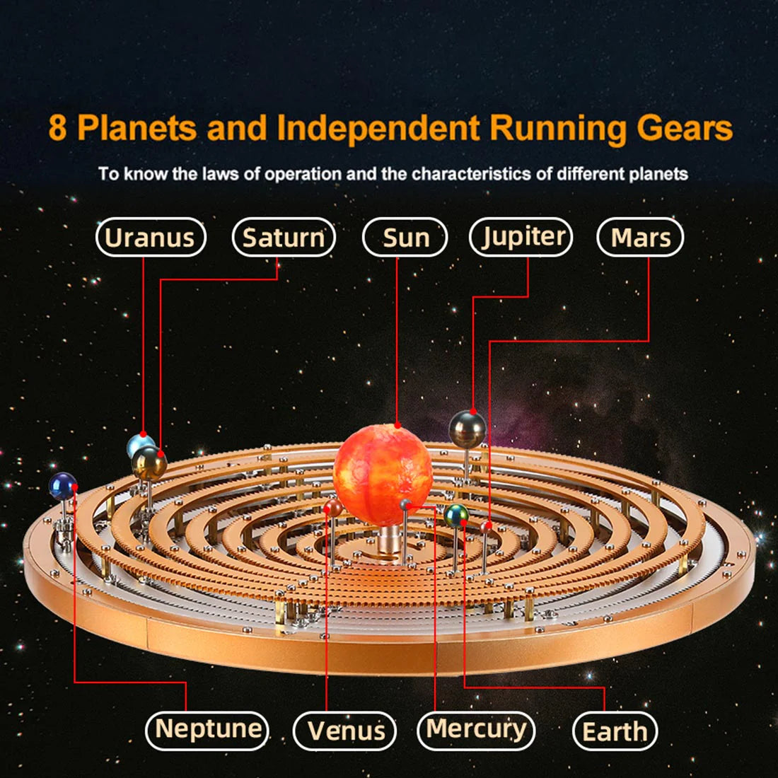VORTRIXE & TECHING 600+PCS DIY Metal Mechanical Solar System Model Kit