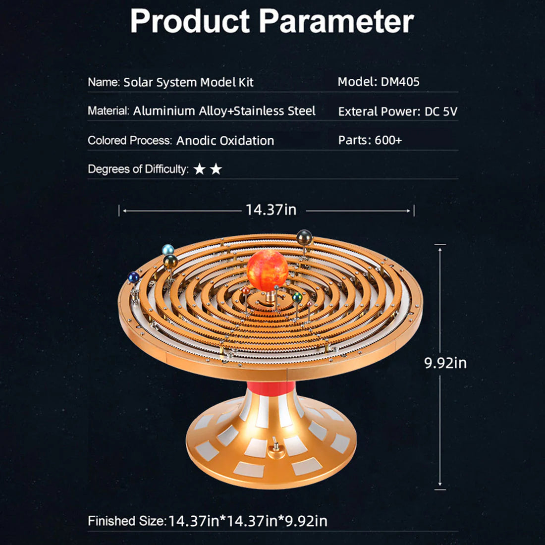 VORTRIXE & TECHING 600+PCS DIY Metal Mechanical Solar System Model Kit