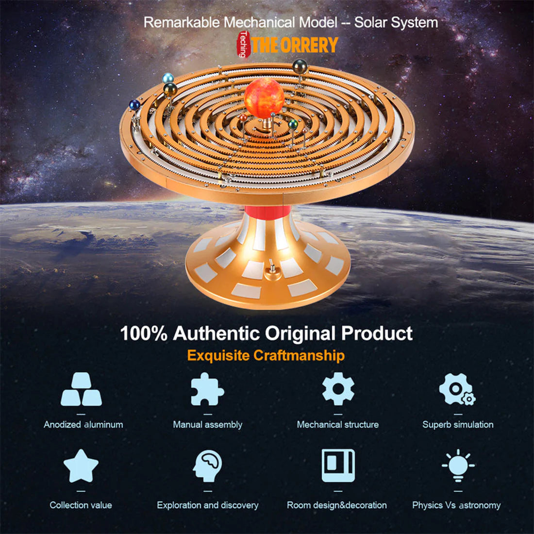 VORTRIXE & TECHING 600+PCS DIY Metal Mechanical Solar System Model Kit
