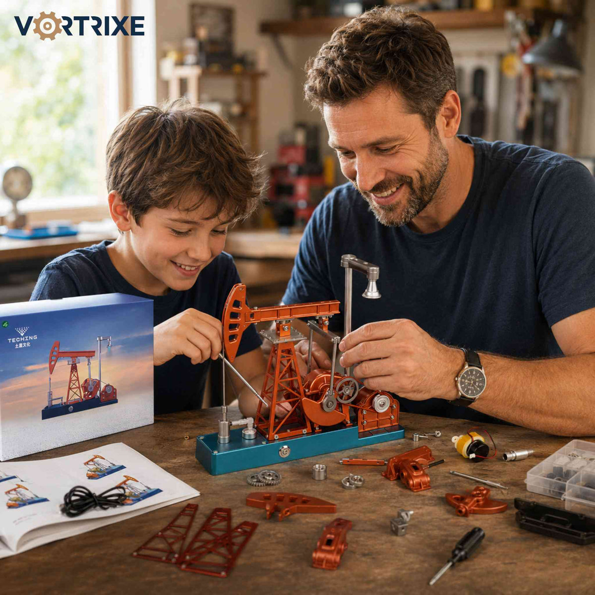 VORTRIXE & TECHING 219Pcs Oilfield Working Equipment Oil Pump Jack Model Kit