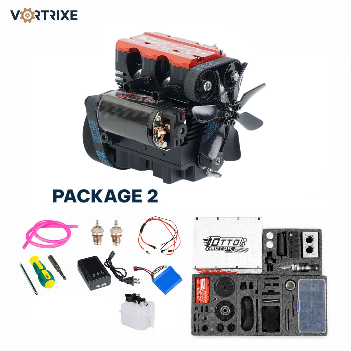 VORTRIXE & TOYAN FS-L200AC Engine 2 Cylinder 4 Stroke Engine Model Kit