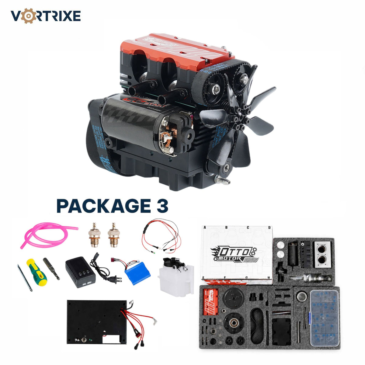 VORTRIXE & TOYAN FS-L200AC Engine 2 Cylinder 4 Stroke Engine Model Kit