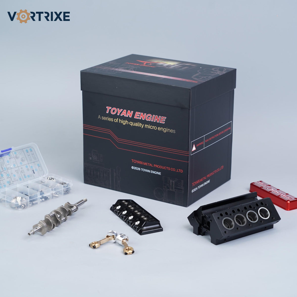 VORTRIXE & TOYAN FS-V800WGPC V8-Motor mit Starterkit, Ständer und Zubehör