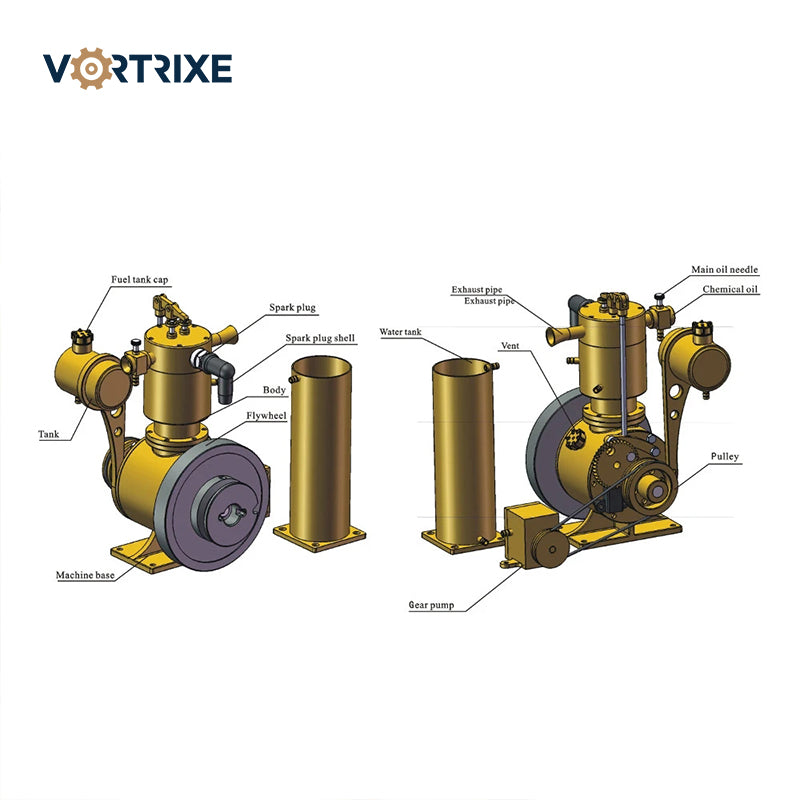 Modèle de moteur à structure de refroidissement à eau VORTRIXE Stirling 
