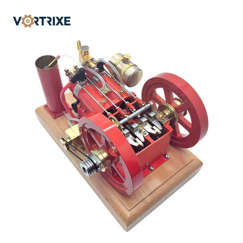 VORTRIXE Horizontal Vintage Stationary Engine Twin-cylinder OHV Dual Flywheel Gasoline Engine Model