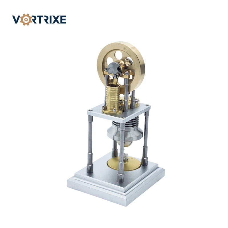 VORTRIXE Mini Hot Vertical Stirling Brass Pulley Engine Model