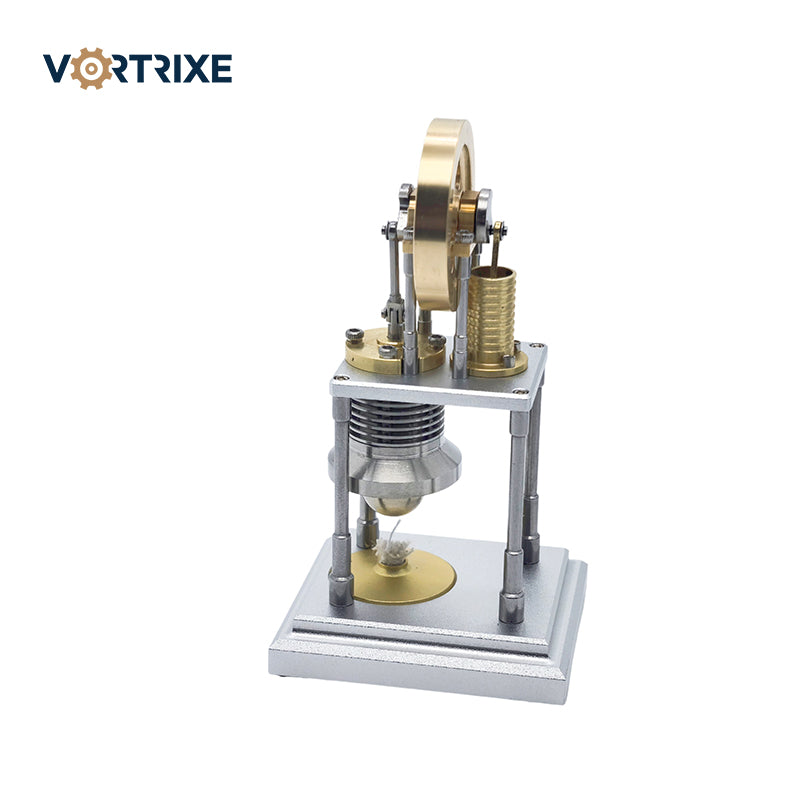 VORTRIXE Mini Hot Vertical Stirling Brass Pulley Engine Model