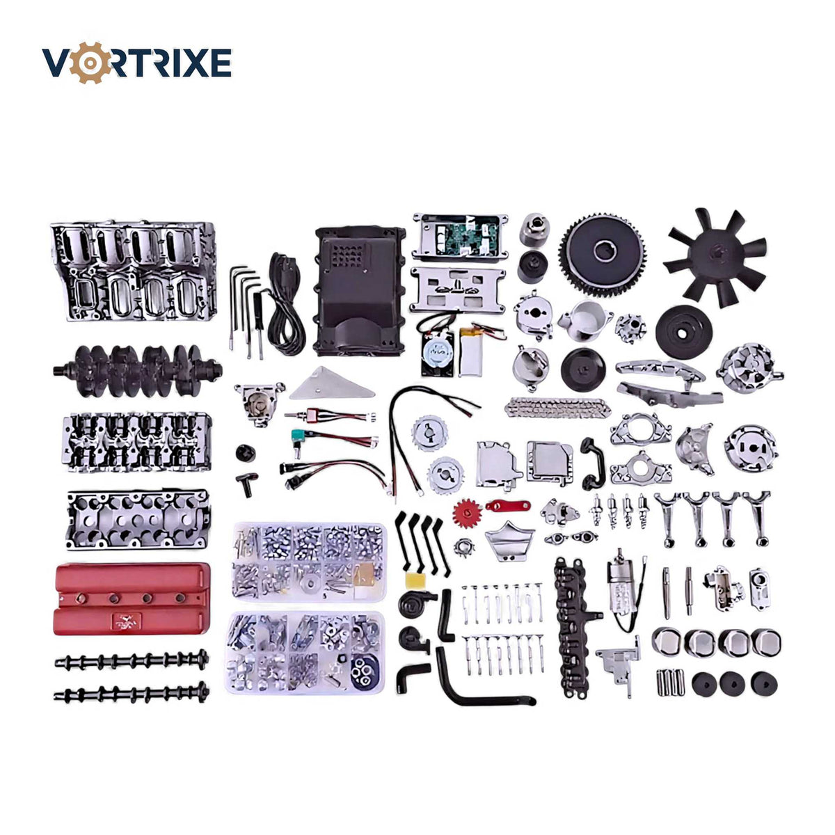 VORTRIXE &amp; TECHING Vollmetall-L4-Automotor-Modellbausatz 