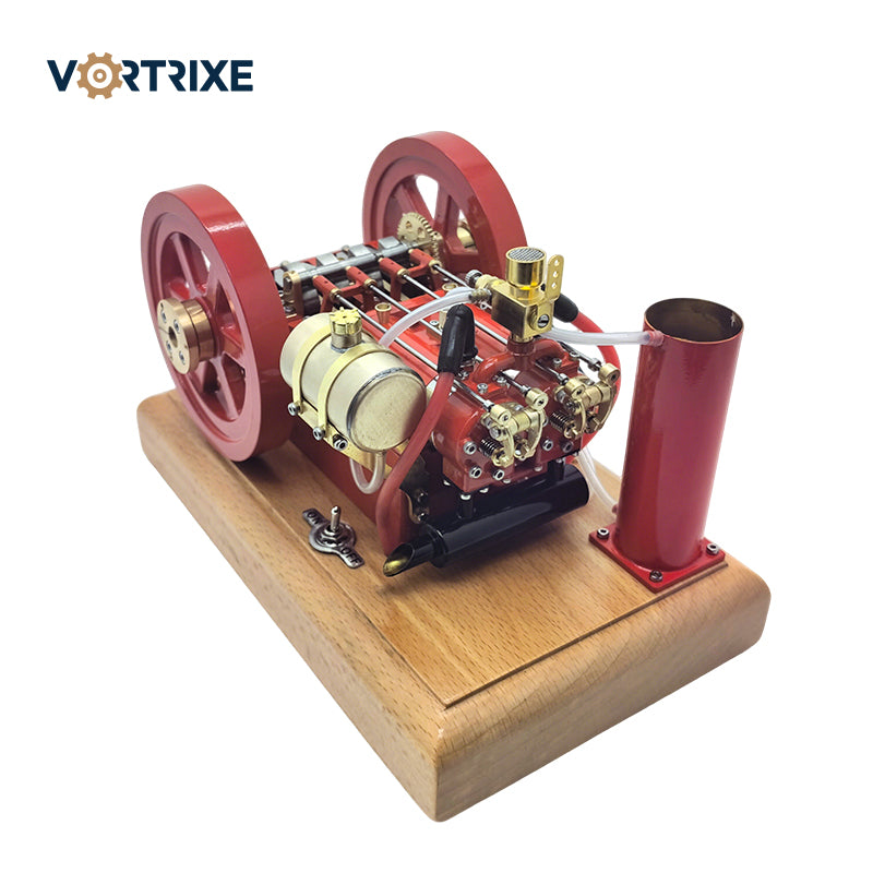 VORTRIXE Horizontal Vintage Stationary Engine Twin-cylinder OHV Dual Flywheel Gasoline Engine Model