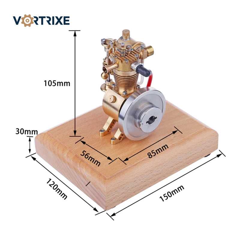 VORTRIXE 4-Takt-Vertikal-Hit-and-Miss-Gasmotormodell mit Flying-Ball-Geschwindigkeitsbegrenzer 