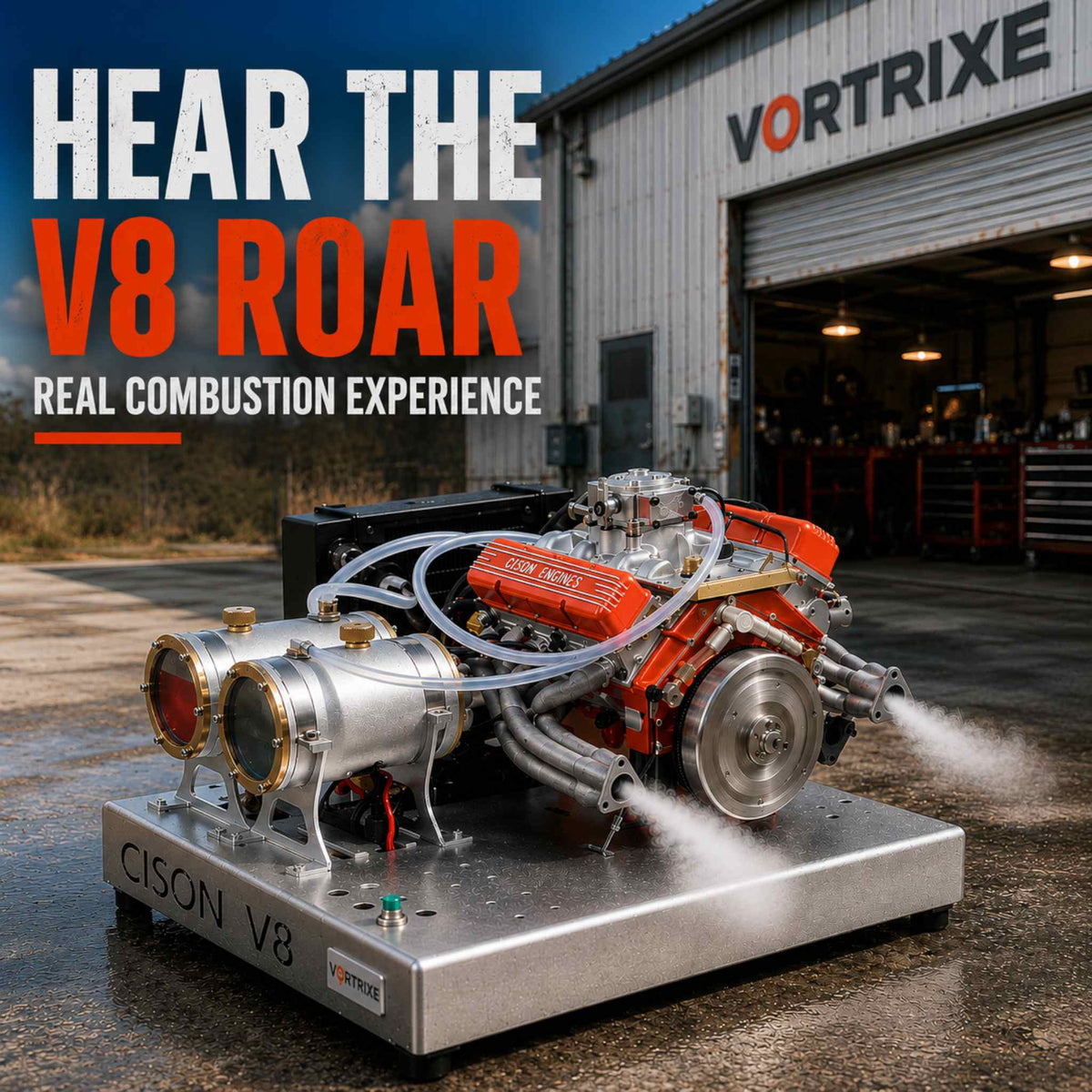 VORTRIXE & CISON 1/6 4-Stroke 44cc Water-Cooled Gasoline OHV V8 Small-Block Engine Model Kits