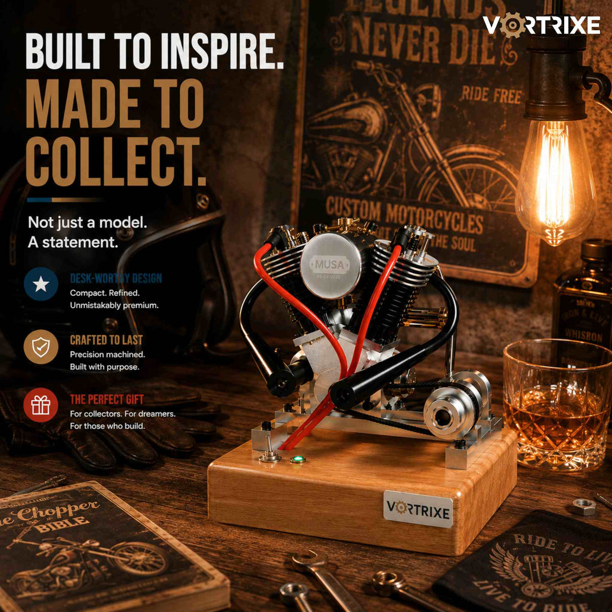 VORTRIXE Mini V2 Motorradmotor Doppelzylinder-Viertakt-Benzinmotor 