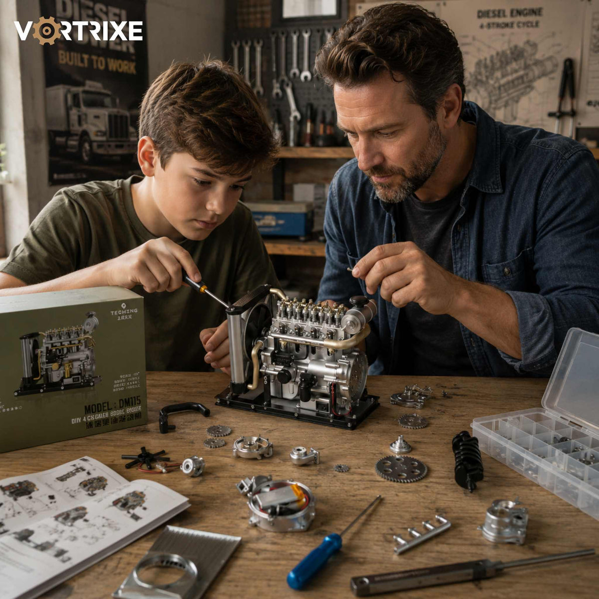 VORTRIXE & TECHING 300+PCS L4 Diesel Engine Model Kit