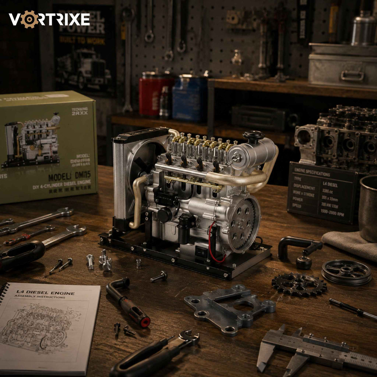 VORTRIXE & TECHING 300+PCS L4 Diesel Engine Model Kit