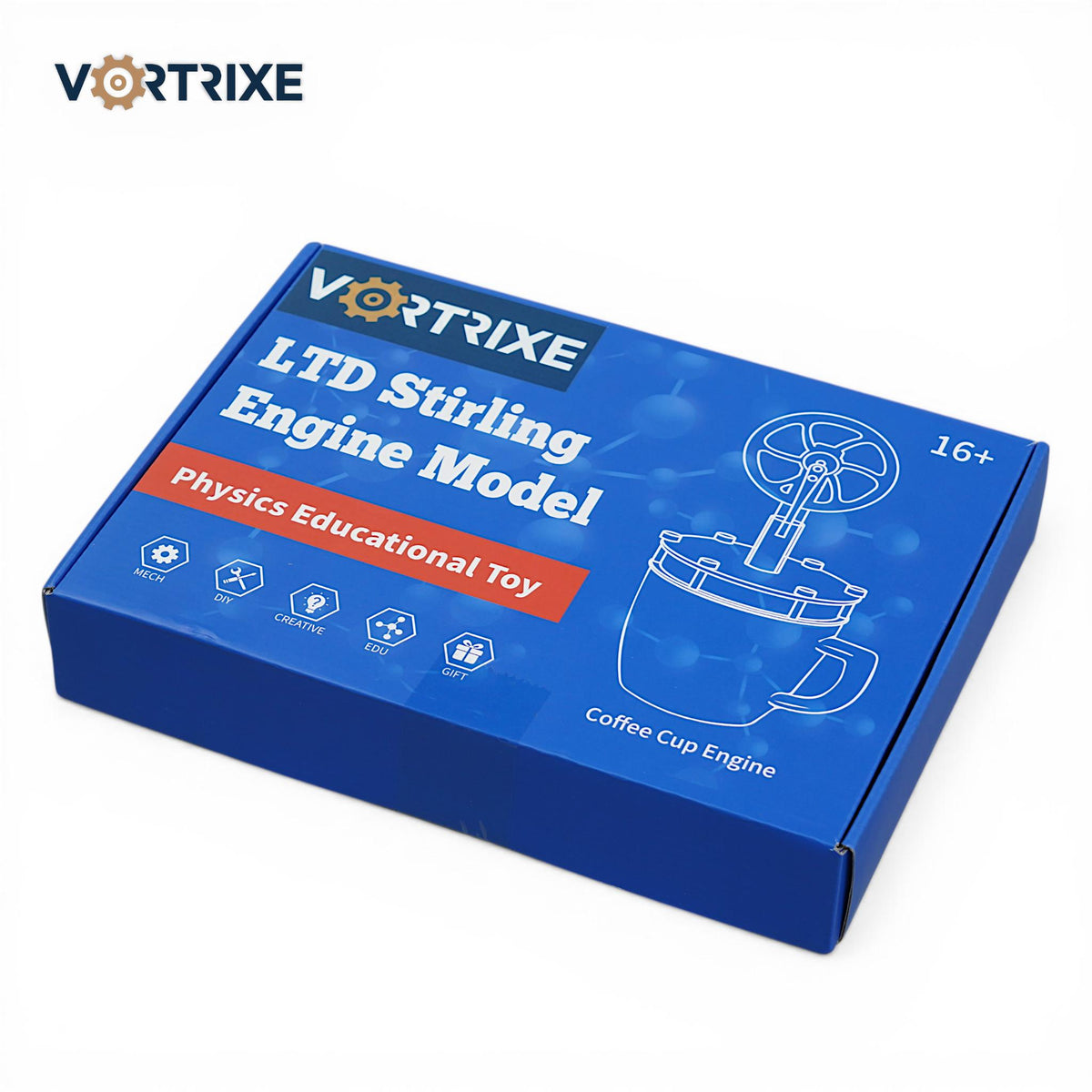 Kit de maquette pédagogique du moteur Stirling basse température VORTRIXE 