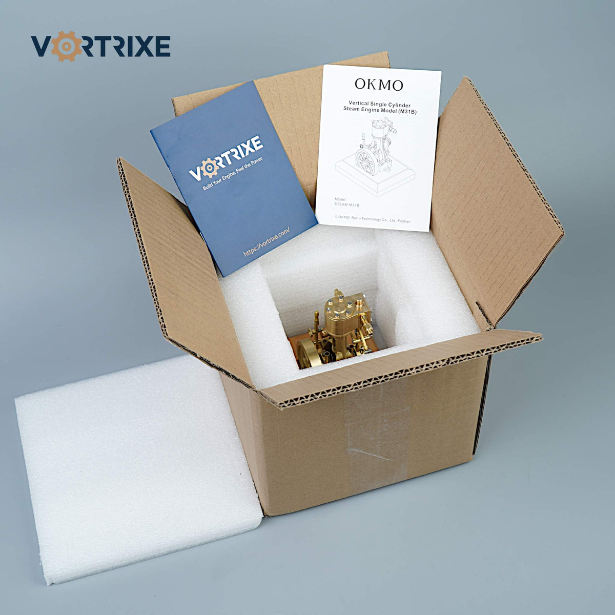 VORTRIXE &amp; OKMO M31B Mini Retro Hubkolben-Doppelwirkungs-Dampfmaschinenmodell