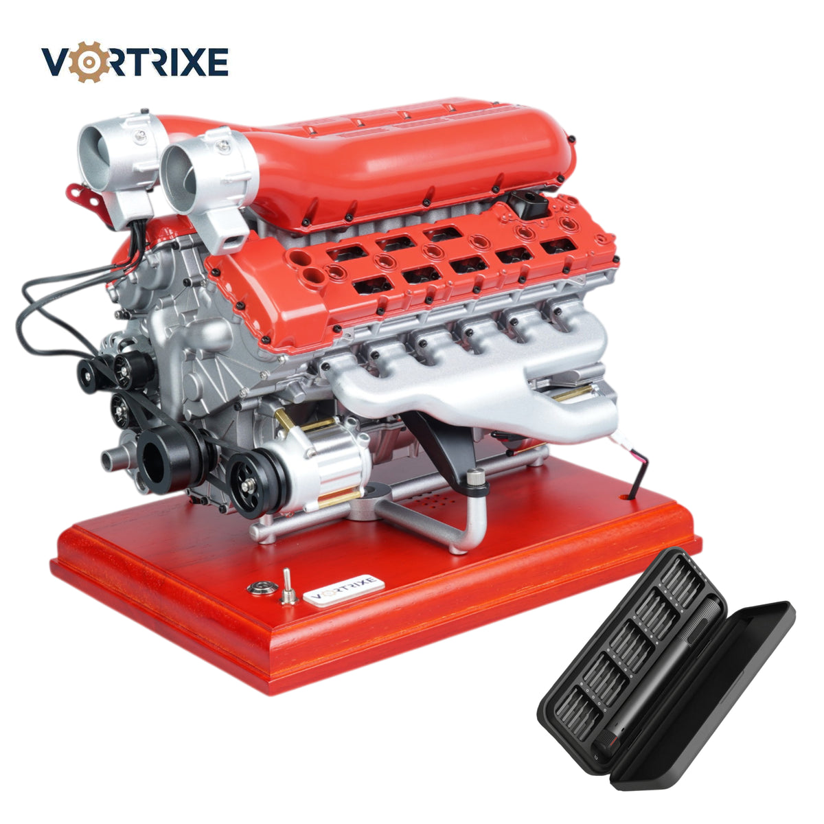 VORTRIXE & TECHING 800+PCS 1/4 Metal V12 Engine Model Kit with Electric Drive