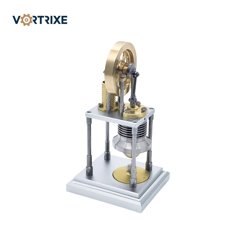 VORTRIXE Mini Hot Vertical Stirling Brass Pulley Engine Model