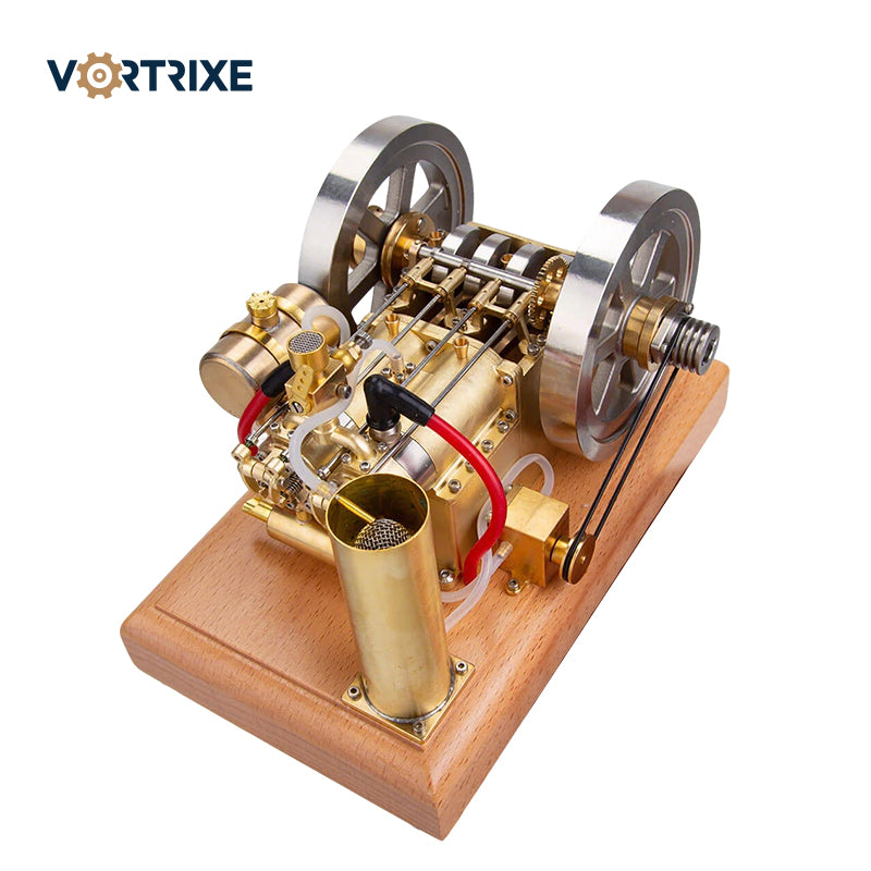 VORTRIXE Horizontal Vintage Stationary Engine Twin-cylinder OHV Dual Flywheel Gasoline Engine Model