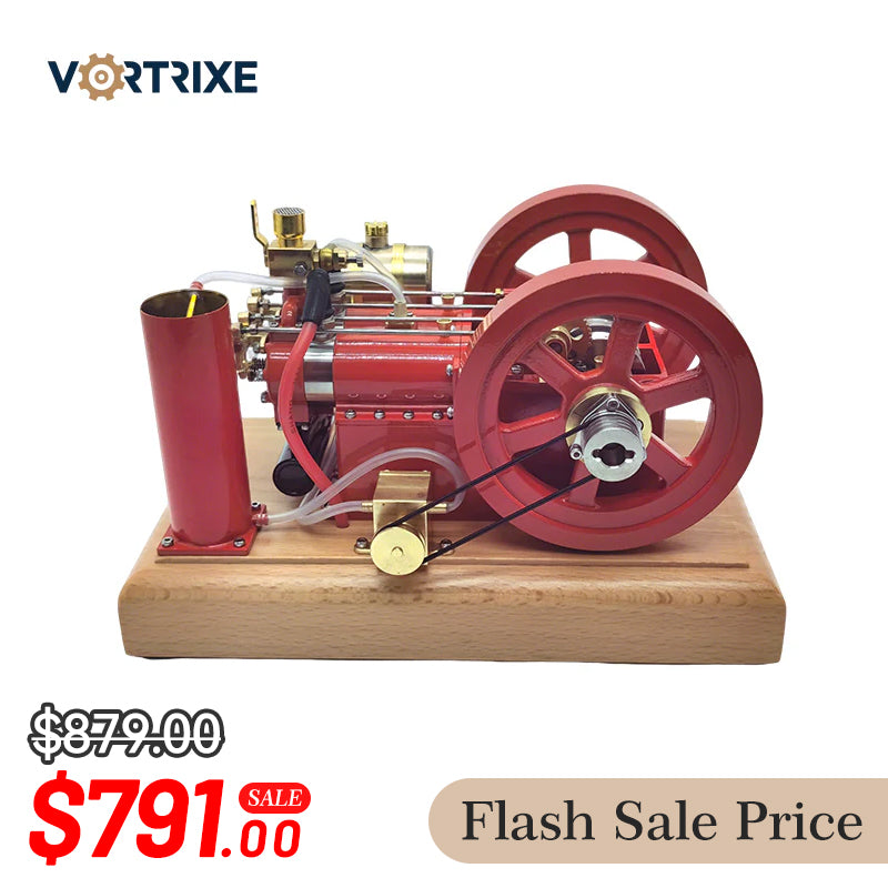 VORTRIXE & OKMO H76 Horizontal Vintage Stationary Engine Twin-cylinder OHV Dual Flywheel Gasoline Engine Model