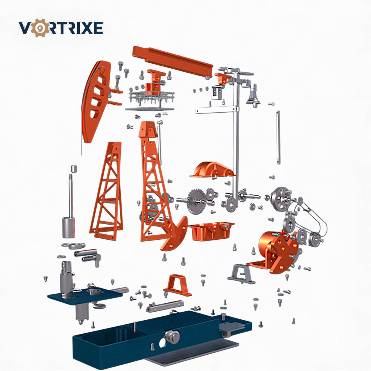 VORTRIXE & TECHING 219-teiliger Ölfeld-Arbeitsgeräte-Ölpumpenheber-Modellbausatz 