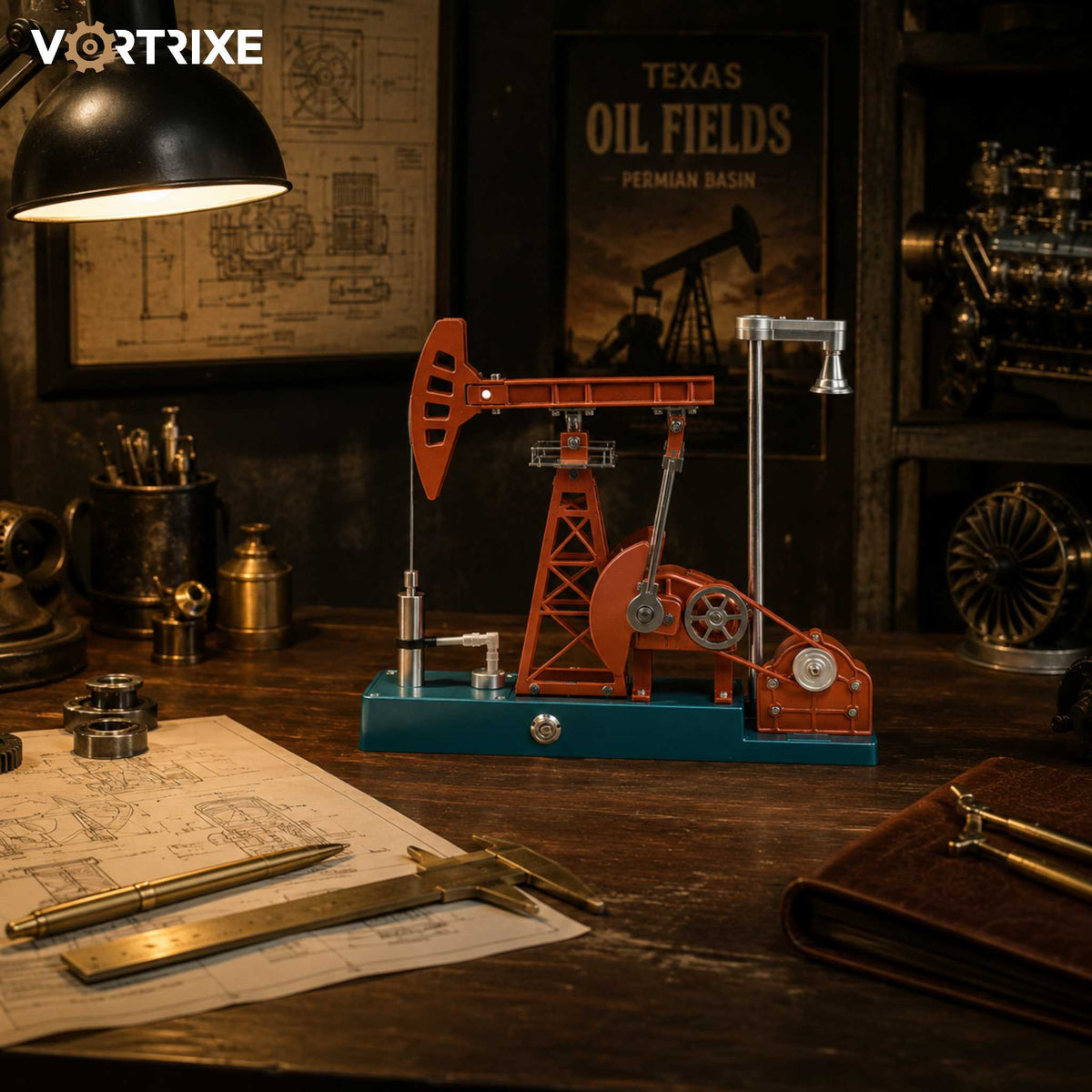 VORTRIXE & TECHING 219Pcs Oilfield Working Equipment Oil Pump Jack Model Kit