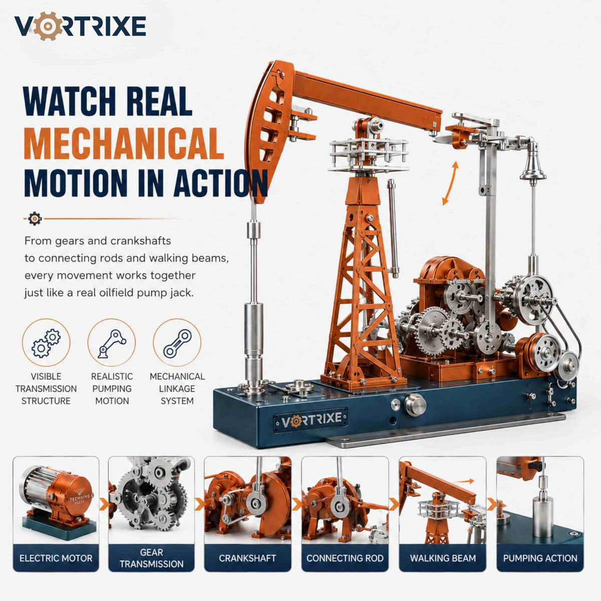 VORTRIXE & TECHING 219Pcs Oilfield Working Equipment Oil Pump Jack Model Kit