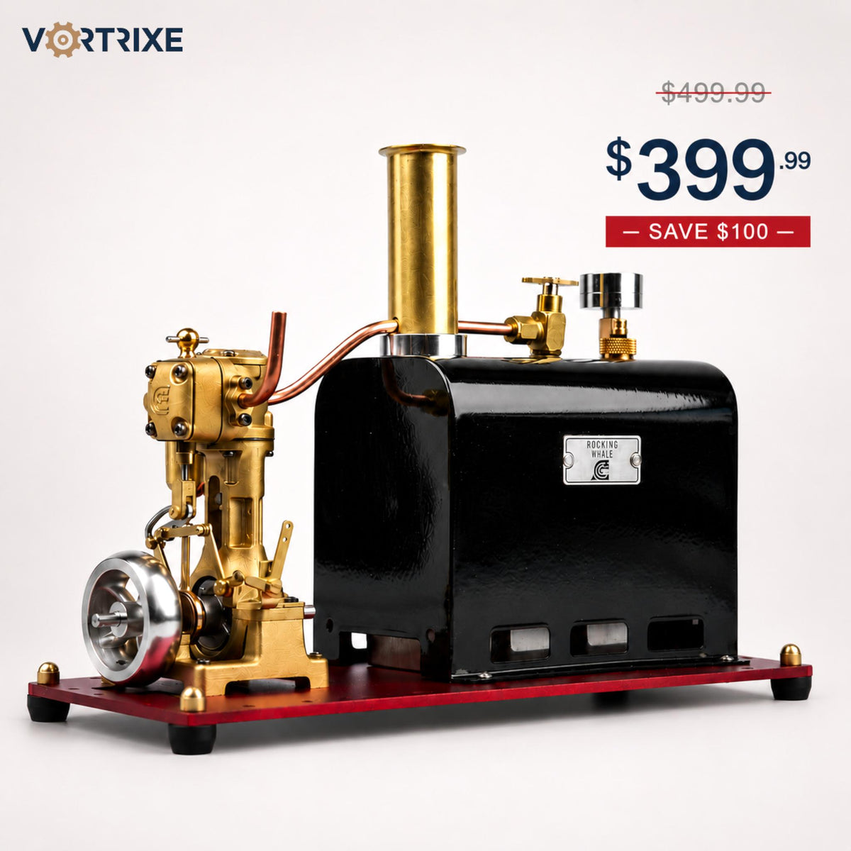 VORTRIXE Mini RW-BL1K Reversible Reciprocating Single-Cylinder Live Steam Engine Kit with Boiler DIY Kit