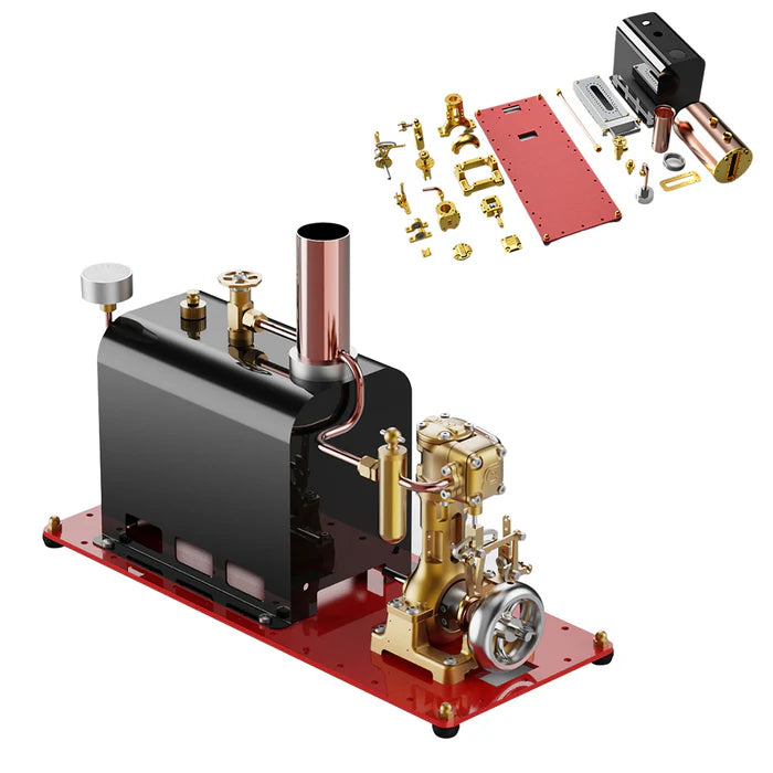 VORTRIXE Mini RW-BL1K Reversible Reciprocating Single-Cylinder Live Steam Engine Kit with Boiler DIY Kit