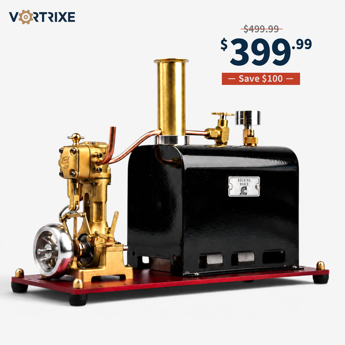 VORTRIXE Mini RW-BL1K Reversible Reciprocating Single-Cylinder Live Steam Engine Kit with Boiler DIY Kit